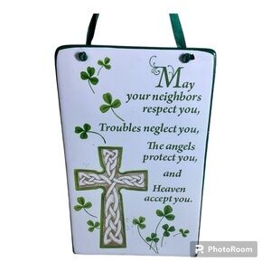 Irish shamrock wall art cross biblical bible